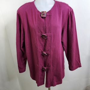 On The Rocks Jacket XL Pink Button Wood Art‎ Vintag